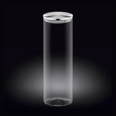 WILMAX dóza z termoskla 2000 ml, čiré sklo s nerezovým víčkem, 10×30,5 cm
