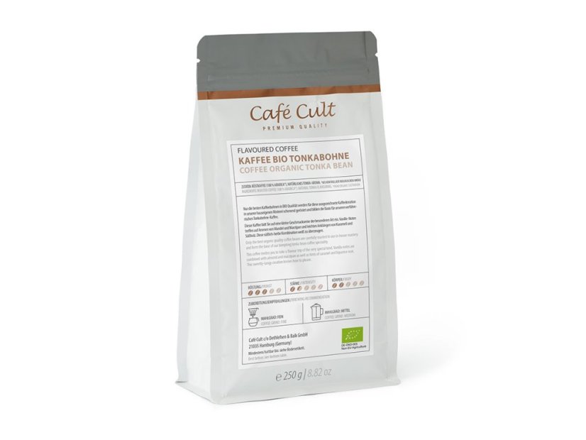 Cafe Cult zrnkova káva ochucená Organická káva s tonkovou příchutí 250g