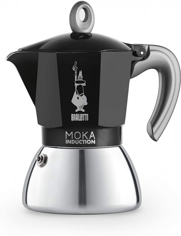 BIALETTI MOKA INDUCTION ČERNA 6 ŠÁLKU