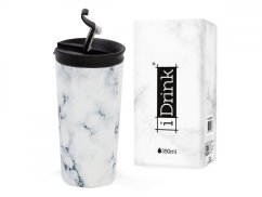 IDRINK Termohrnek z Nerezové Oceli 350ml motiv Mramorově Bílý