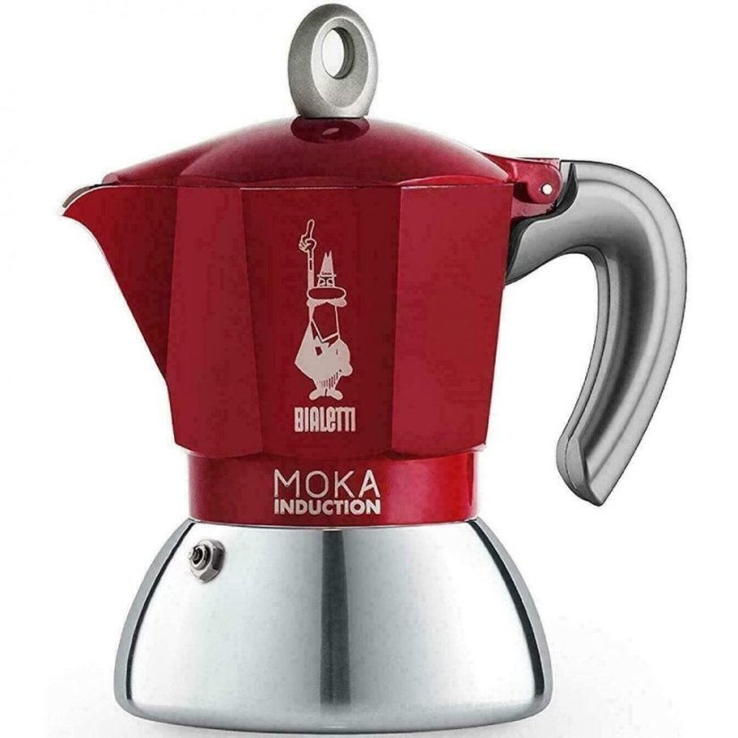 BIALETTI MOKA KANVIČKA INDUCTION ČERVENÁ NA 4 ŠÁLKY
