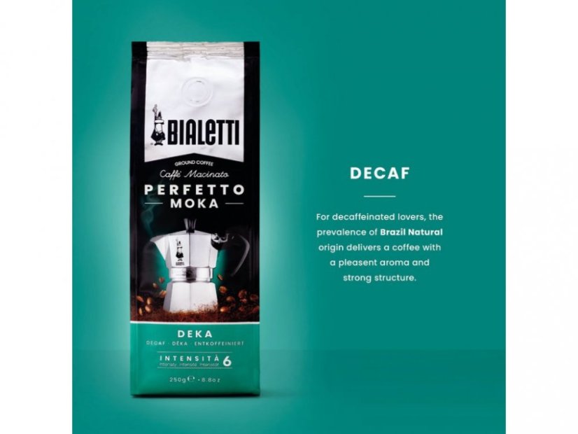 BIALETTI MLETÁ BEZKOFEJNOVÁ KÁVA PERFETTO MOKA DECAF 250gr.