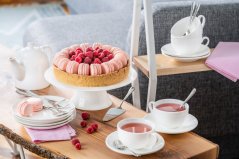 Wilmax Porcelánová Sada 6 šálok a tanierikov na čaj a kávu 250 ml