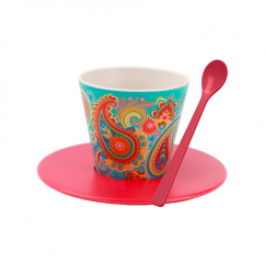 iDRINK | Juego tasa, platillo y cucharita, "Paisley", 90 ml