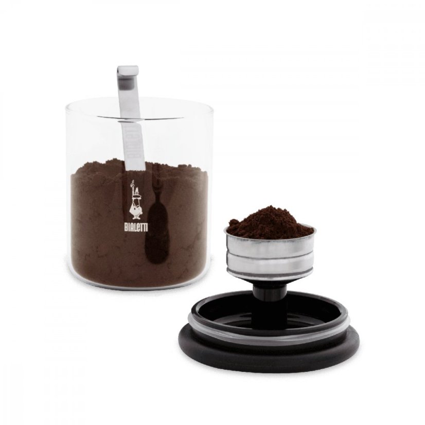 BIALETTI SKLENĚNA NÁDOBA NA KÁVU S MOKA VÍČKEM 250g