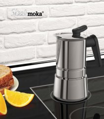 PEDRINI MOKA KÁVOVAR STEEL 6 šálků stříbrné barvy, objem 300 ml