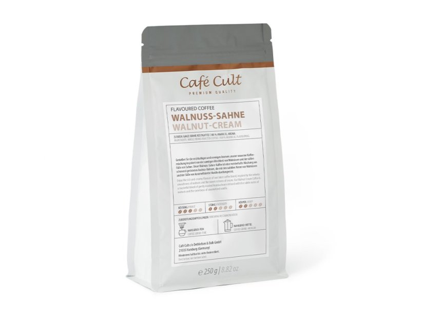 Café Cult ochucená zrnková káva s Vlašskými ořechy a krémem 250g