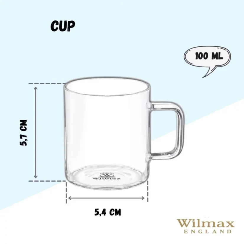 WILMAX termohrnek z borosilikátového skla 100 ml, balení 1 ks
