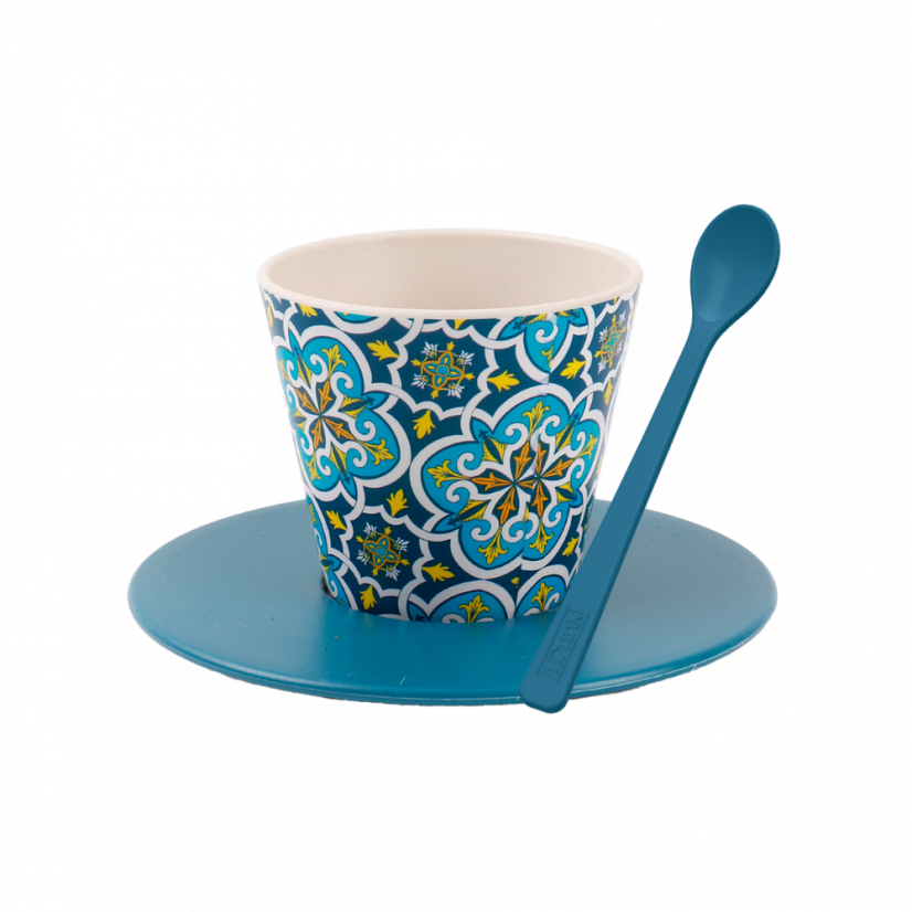 iDRINK Juego tasa, platillo y cucharita, "Mosaic", 90 ml