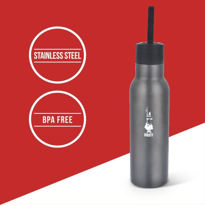 BIALETTI botella térmica de acero inoxidable gris 500 ml