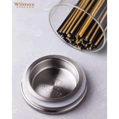 WILMAX Tarro de cristal 1100 ml con tapa de acero inoxidable 10x17,5 cm