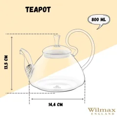 WILMAX Tetera termo de cristal 800 ml