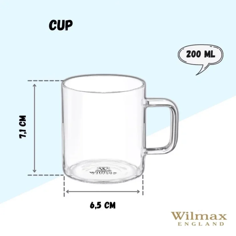 WILMAX termohrnek z borosilikátového skla 200 ml, balení 1 ks