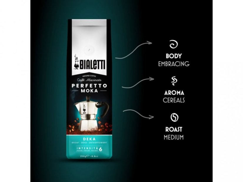 BIALETTI MLETÁ BEZKOFEJNOVÁ KÁVA PERFETTO MOKA DECAF 250gr.