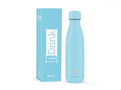 iDRINK | Nerezová kovová termoska, vzor světle modrá, 500 ml