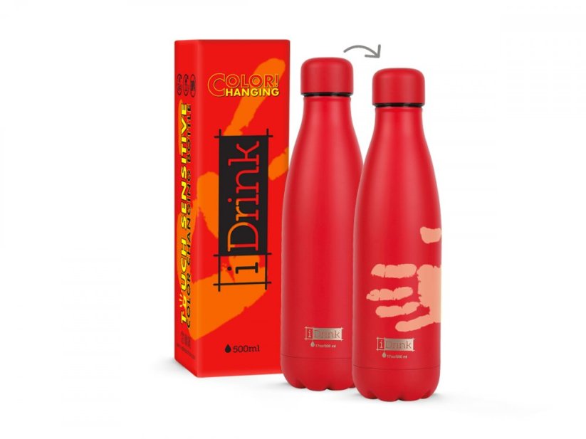 iDRINK | Nerezová kovová termoska, vzor change color red, 500 ml