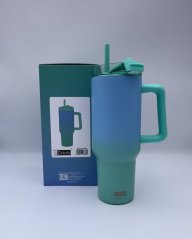 Termohrnek Travel Mug s brčkem 1200 ml modro-zelený