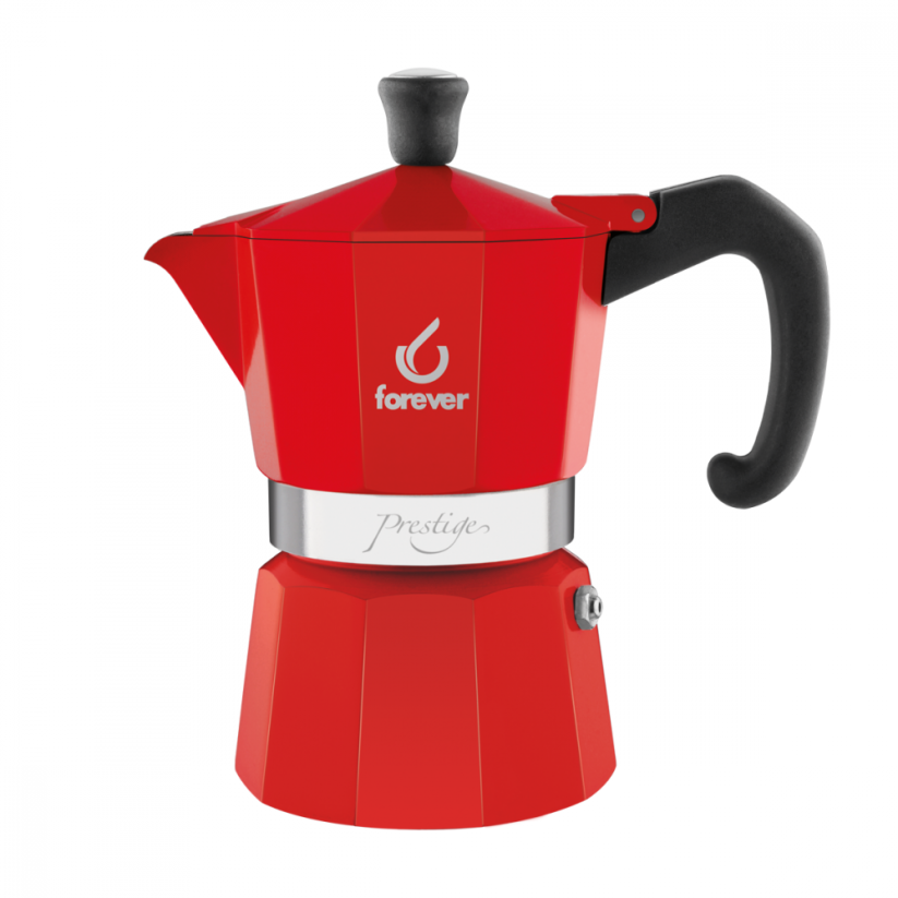 FOREVER Moka konvice PRESTIGE LA ROSSA hliník  2 šalky Červena 110 ml