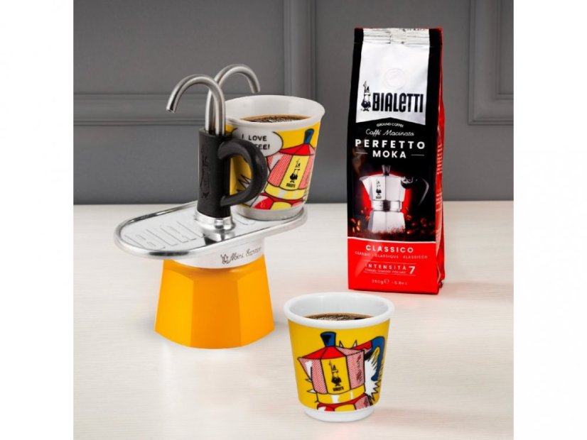 BIALETTI MOKA KONVIČKA SET MINI EXPRESS "R" na 2 Šalky LICHTENSTEIN + 2 HRNKY
