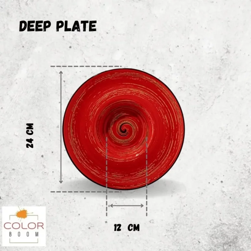 WILMAX talíř hluboký 25,5cm 350ml - balení 3ks barva červená
