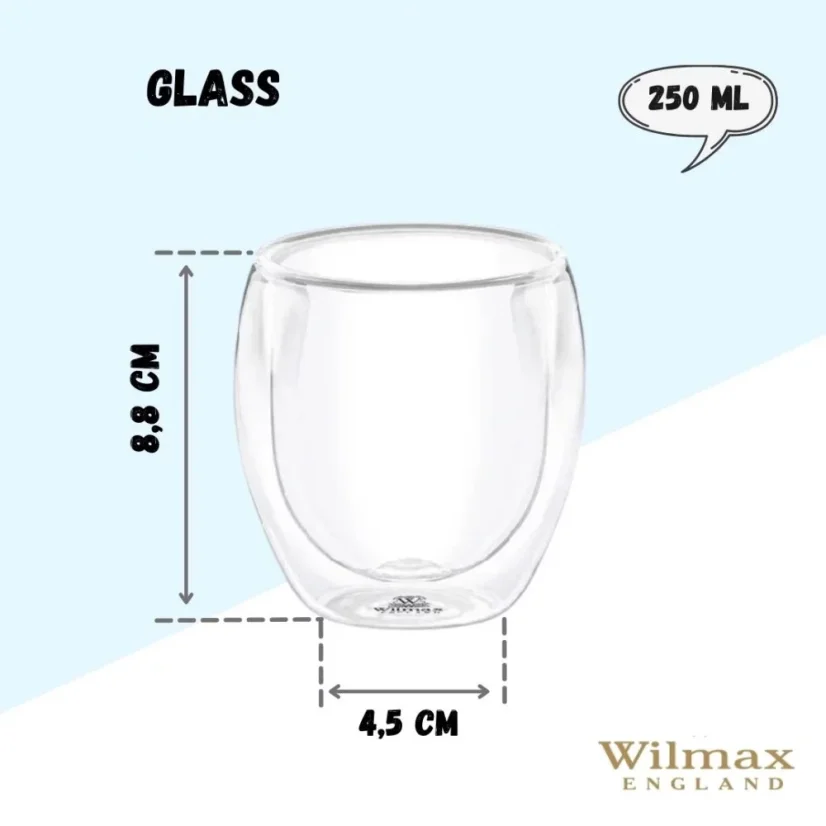 WILMAX sklenička z dvojitého termoskla  250ml balení 1ks