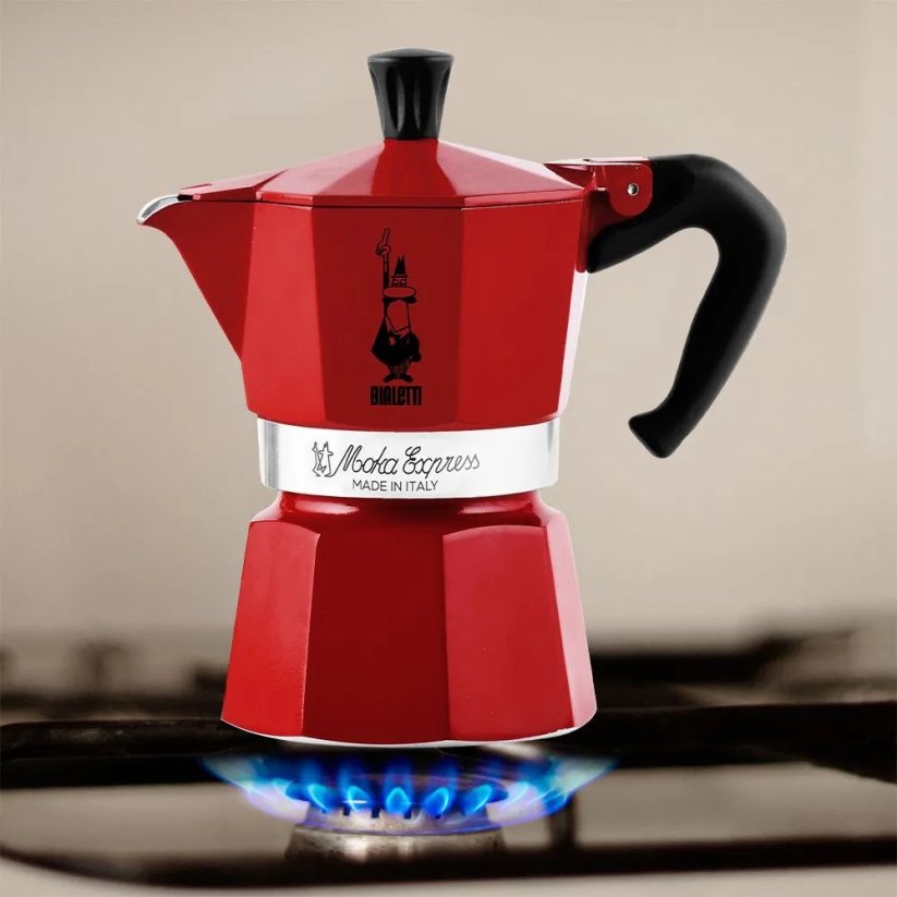 BIALETTI MOKA EXPRESS ČERVENÁ 3 ŠÁLKY