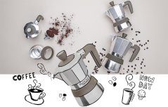 Moka konvička 6 šálků hliník a nerezová ocel indukční sklo