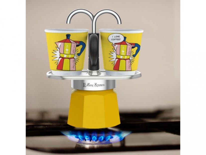 BIALETTI MOKA KONVIČKA SET MINI EXPRESS "R" na 2 Šalky LICHTENSTEIN + 2 HRNKY