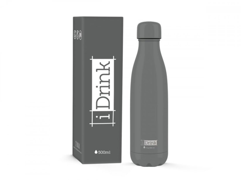 iDRINK | Nerezová kovová termoska, vzor grey, 500 ml