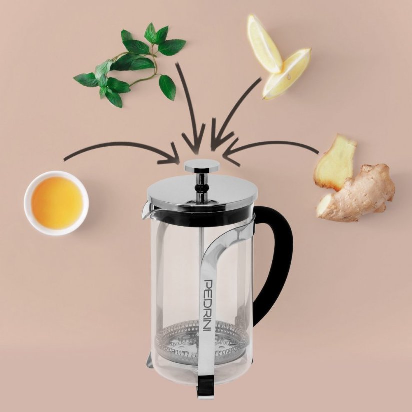 PEDRINI MOKA KÁVOVAR FRENCH PRESS/INFUSER barva sklo rukojeť černá, objem 800 ml 27 oz