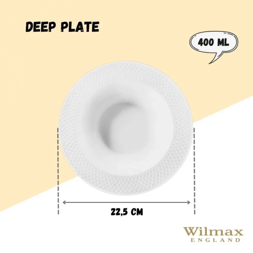 WILMAX hluboký talíř 22,5cm, 450ml - Dárkový set 2 talířů