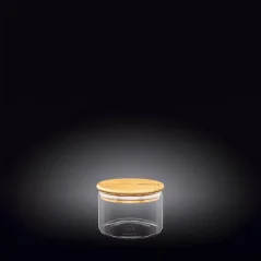 WILMAX Dóza na kávu, čaj z termoskla, čiré sklo s bambusovým víčkem, 400 ml, 10×7,5 cm