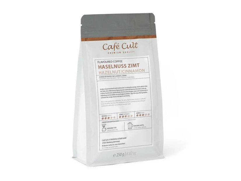 Cult Cafe café en grano aromatizado con avellanas y canela 250g