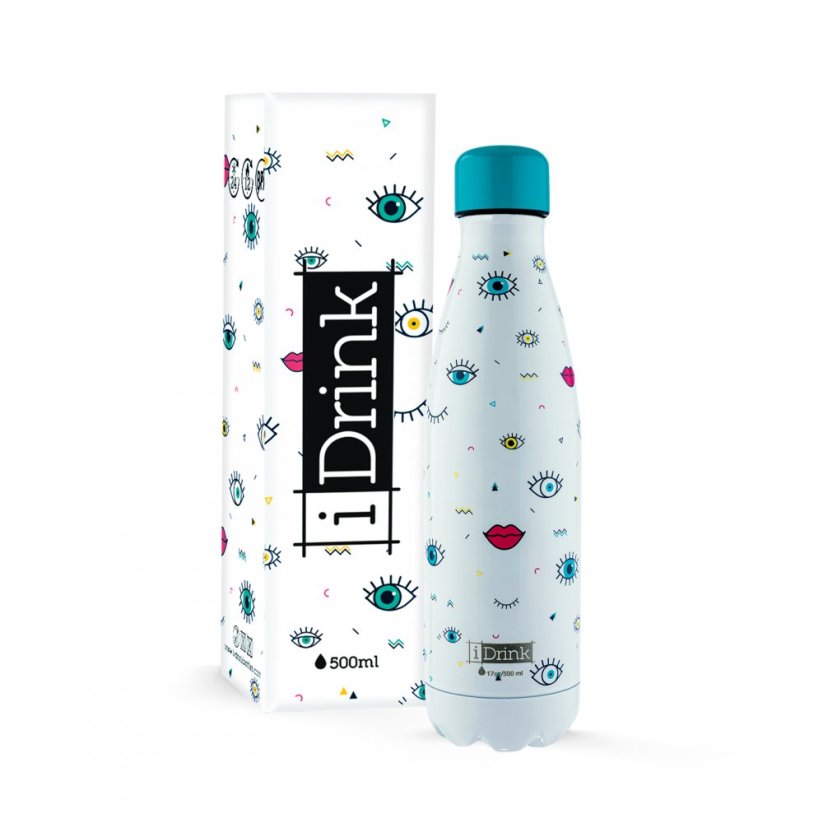 iDRINK | Nerezová kovová termoska, vzor oči, 500 ml