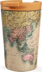 iDRINK  Nerezový kovový cestovní termohrnek, vzor stará mapa, 260 ml