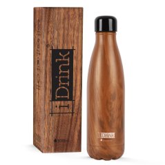 iDRINK | Botella termos de acero inoxidable, Wood 500 ml