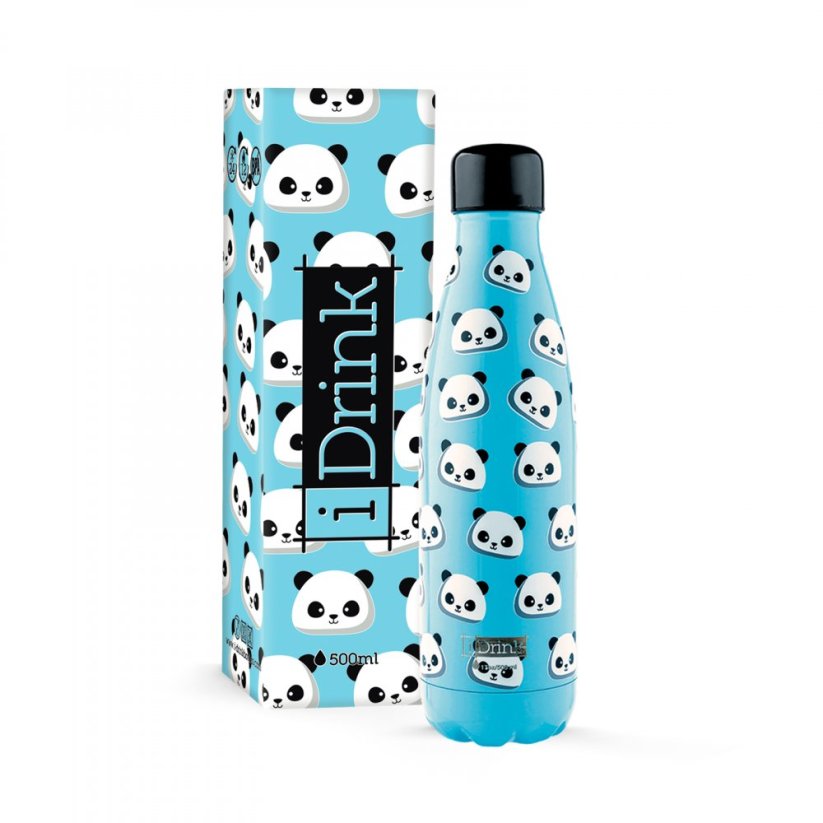 iDRINK | Nerezová kovová termoska, vzor panda, 500 ml