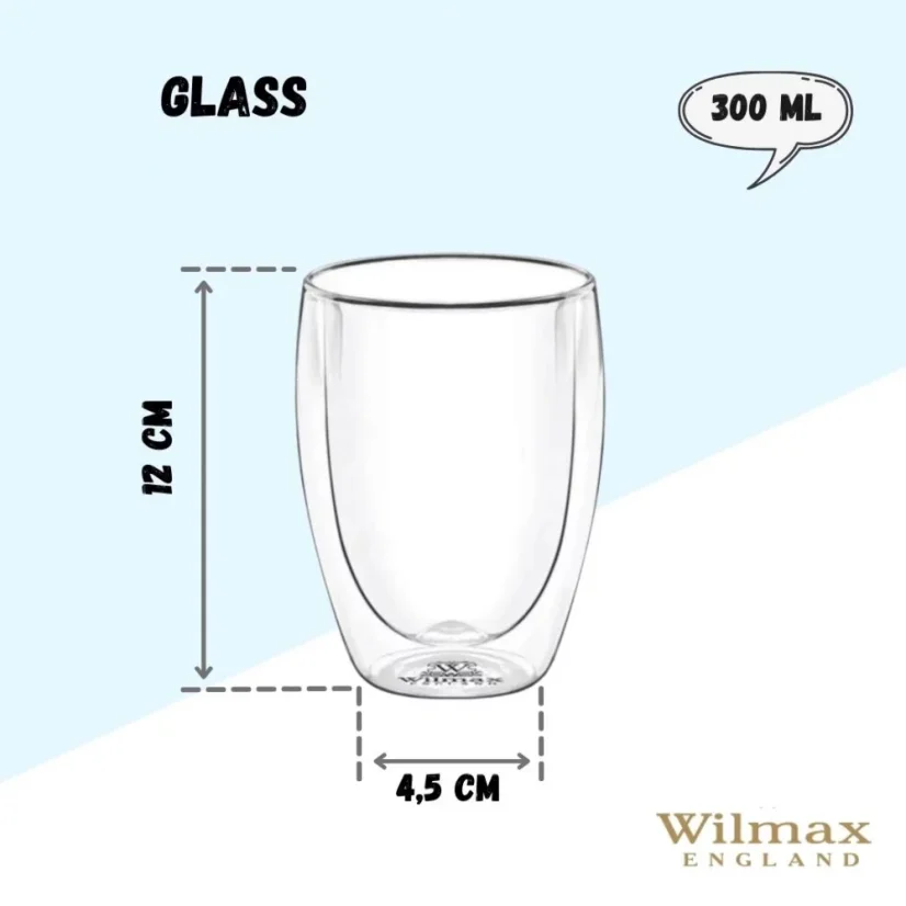 WILMAX hrnek z dvoustěnného termoskla 300ml