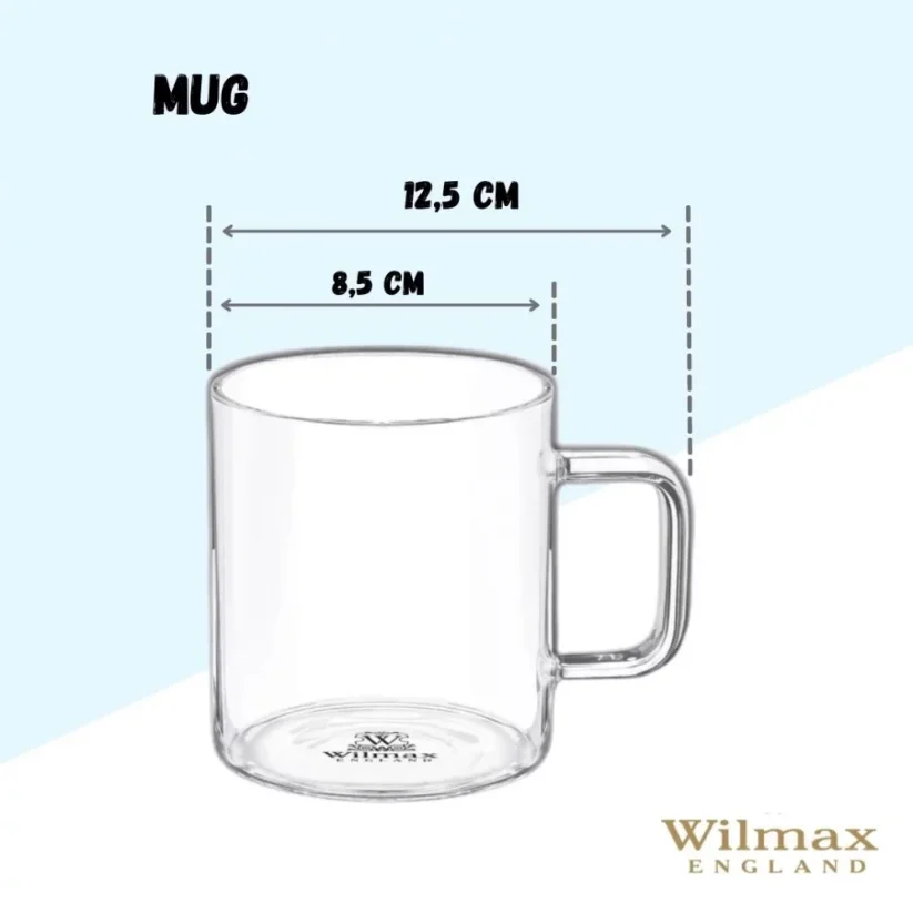 WILMAX hrnek z termoskla 500 ml - ciré sklo