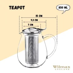 WILMAX Tetera termo de cristal 850 ml