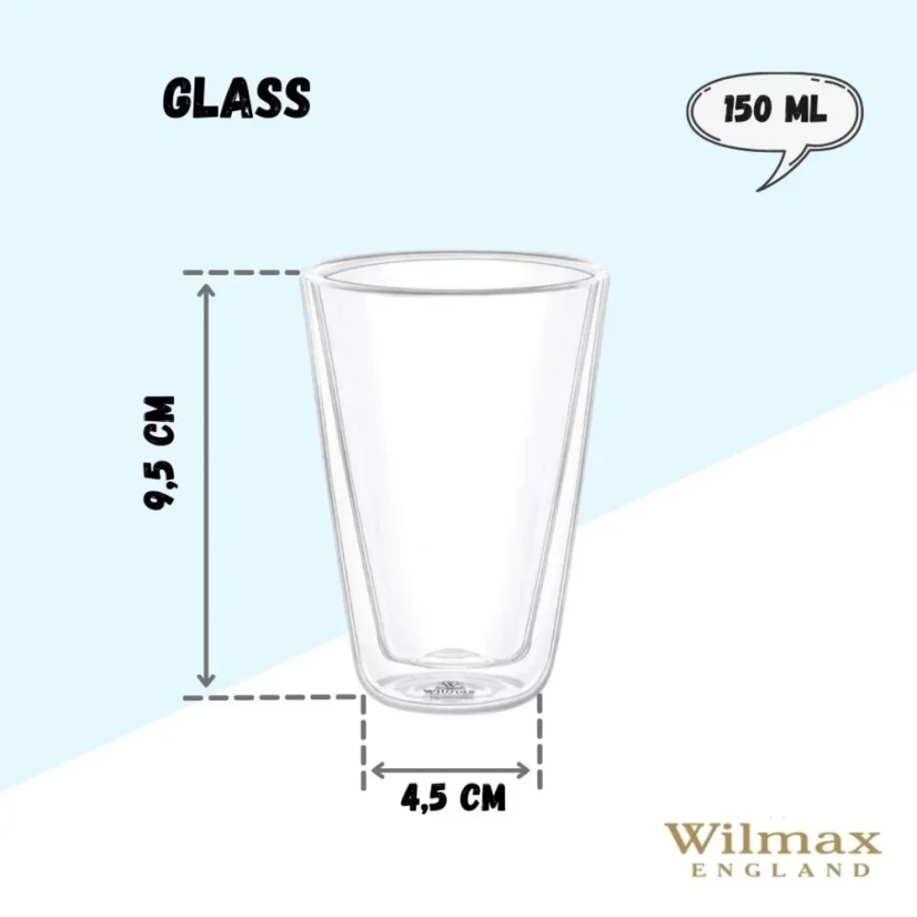WILMAX sklenice z borosilikátového skla 150 ml, balení 1 ks
