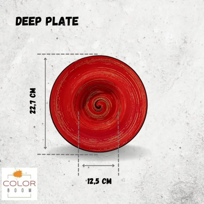 WILMAX talíř hluboký 22,5cm 1100ml - balení 3ks barva červená