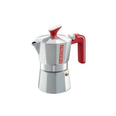 PEDRINI MOKA KONVIČKA ECO BRILLANTATA MANICO ROSSO na 6 ŠÁKLŮ Z LEŠTĚNÉHO HLINÍKU