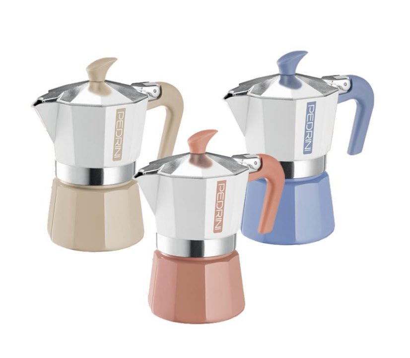 MOKA KANVIČKA NA 3 ŠÁLKY HLINÍKOVÁ FARBA ROKA 2025 RÔZNE FARBY - FARBA: Bílo Modrá