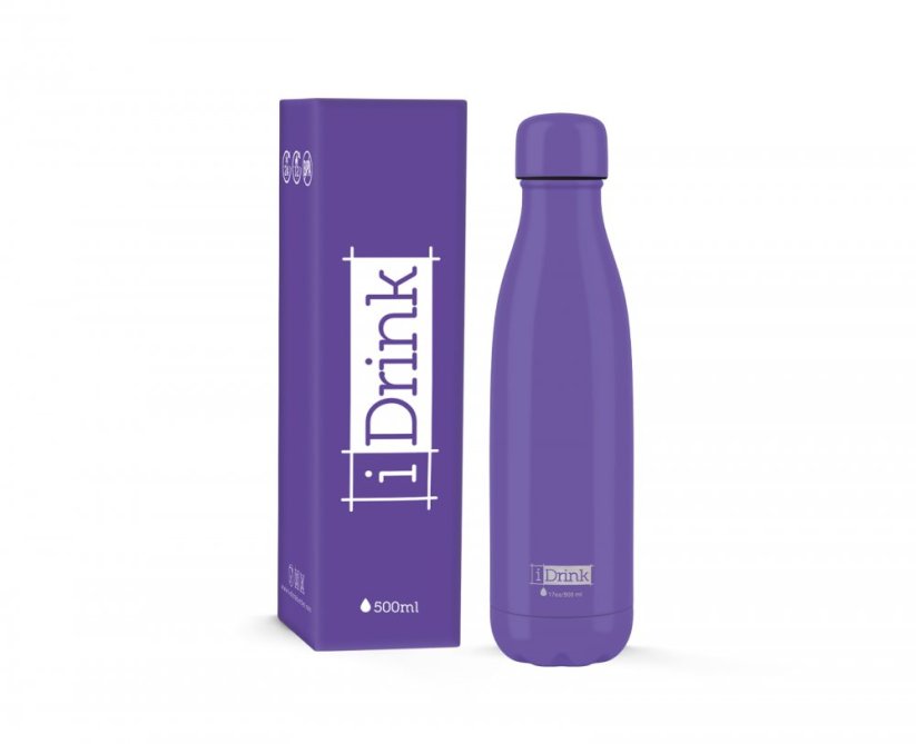 iDRINK | Nerezová kovová termoska, vzor violet, 500 ml