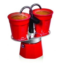 Bialetti Kávovar "Mini Express" červený na 2 šálky s 2 pohármi