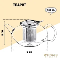 WILMAX Tetera de vidrio termo 1550 ml