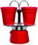 Bialetti Kávovar "Mini Express" červený na 2 šálky s 2 pohármi