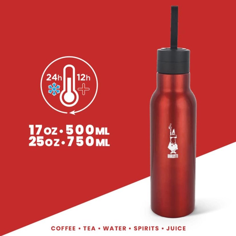 BIALETTI termoláhev z nerezové oceli červená 500 ml