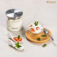 WILMAX Dóza z termoskla čiré sklo s nerezovým víčkem 10x12,5 cm 760ml